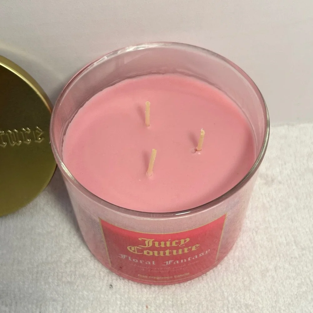 Juicy Couture Floral Fantasy 3-Wick Scented Candle 15 oz Pink Gold Lid JCFFC01